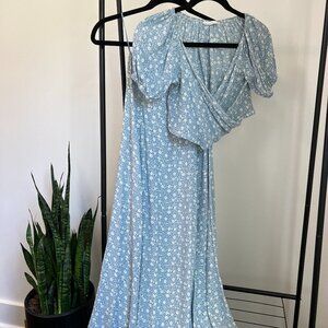 AMERICAN THREADS Blue Floral 2 Piece Coord Skirt Set